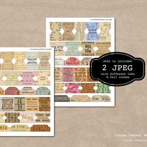 Vintage Junk Journal Tabs, Printable Vintage Ephemera Tabs, Digital Kit ...