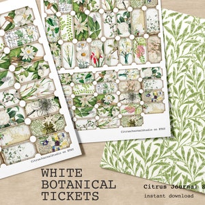 Tickets, Junk Journal Kit, Ephemera, Collage Sheet, Verzierungen, Scrapbook, Botanisch, Dekoratives Blatt, Floral Tickets, Digital Kit