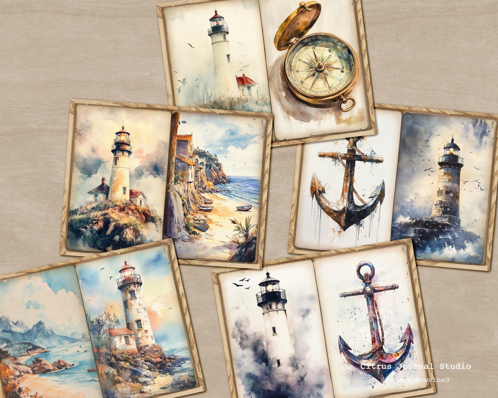 Vintage Nautical Junk Journal, Lighthouse Journal, Ocean Junk Journal ...