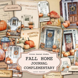 Carnet cartonné d'automne, Carnet cartonné d'automne, Étiquettes citrouilles, Éphémères citrouilles, Étiquettes automne, Maison de l'automne, Enveloppes d'automne, Champ de citrouilles, Éphémères automne