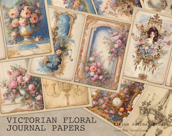 Diario basura, papel de diario floral, victoriano, diario basura vintage, diario rosa, kit de diario basura, kit digital, Shabby Chic, papel de collage