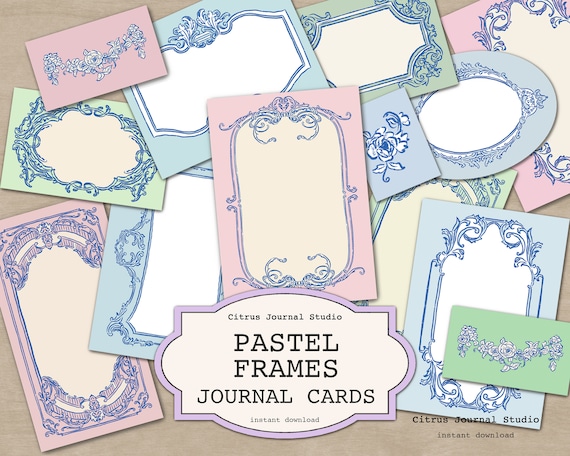 Pastel Journal Cards, Vintage Junk Journal, Pink Junk Journal, Shabby Chic ATC, Digital Kit, Vintage Journal Insert, Pastel Blue Ephemera