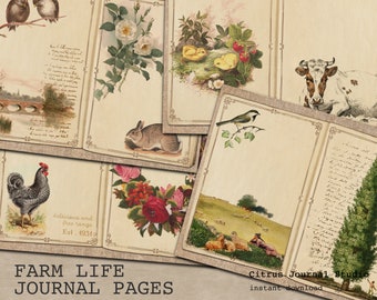 Jordbrukslivsdagbok, digitalt gårdskit, utskrivbart land, skräpdagbokskit, vintagedagbok, gårdsdjur, utskrivbart gård, färska ägg från gården