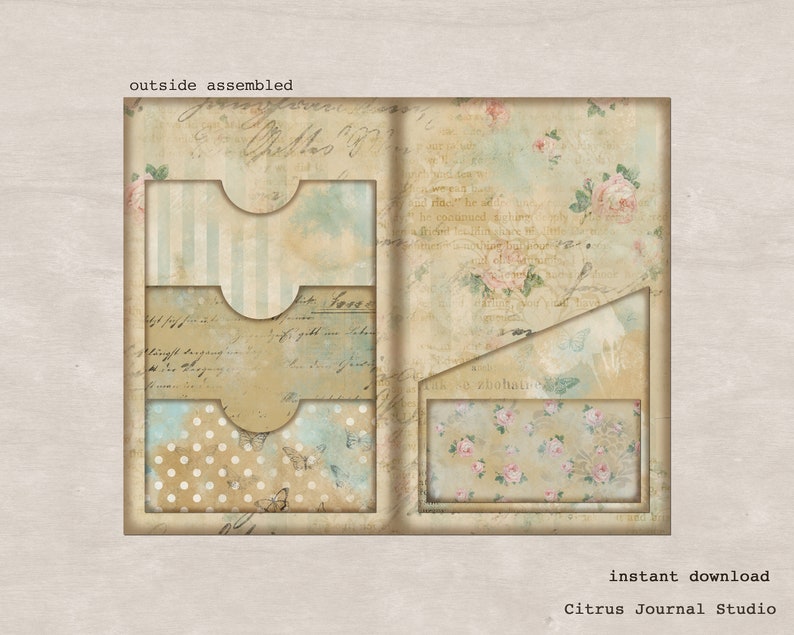 File Folder Junk Journal Kit Folio Journal Insert Collage Etsy