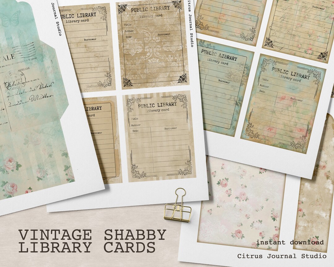 Junk Journal Kit, Library Card, ATC, Digital Kit, Ephemera, Vintage ...