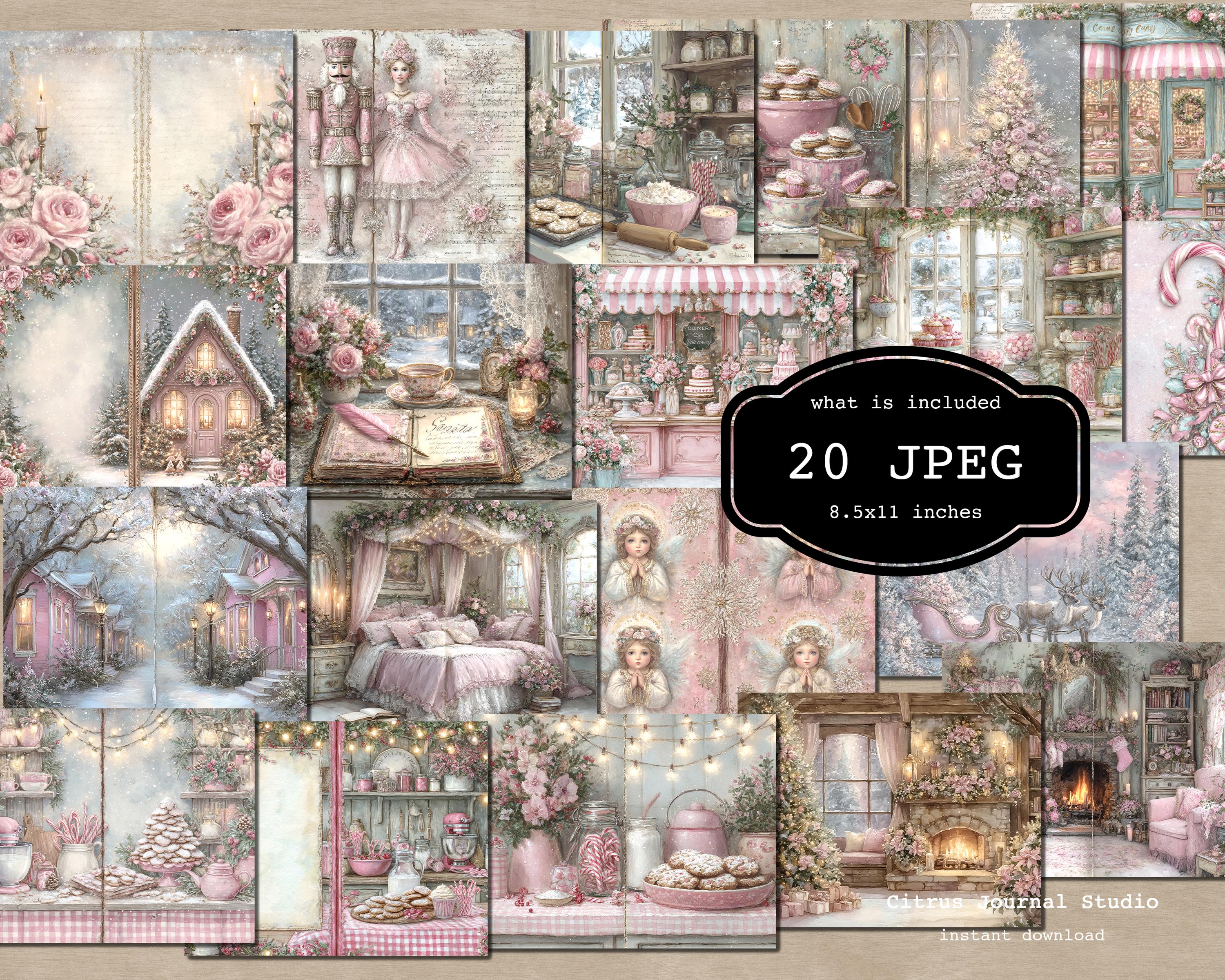 Pink Christmas Junk Journal – Shabby Chic Journal, Winter Christmas ...