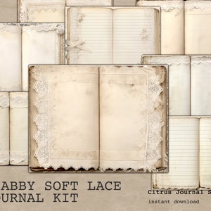 Diario basura de encaje, victoriano, diario imprimible, Shabby Chic, Vintage, diario basura neutral, diario basura, etiquetas de diario, diario rayado