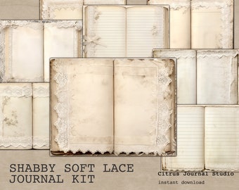 Lace Junk Journal, Shabby Chic, Vintage Journal, Neutral