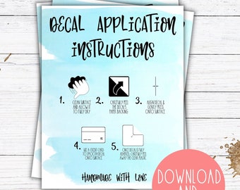 Decal Application Instructions Printable, Decal Instructions and Care, Decal Application Care, Vinyl Decal Application, Small Business Forms