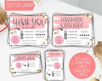 Thank You Card Template, Business Card, Thank You Insert, Canva Thank You, Modern Thank You, Editable Thank You, Small Business Card