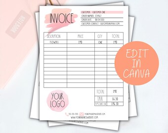 Invoice Template, Order Form, Printable Invoice, Invoice Download, Invoice Form, Editable Invoice, Order Form Template, Modern Invoice Form