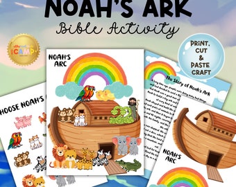 Noah's Ark Bible Lesson for Kids, VBS Activity, Genesis, Christian Preschool Craft, Printable for Kids, Summer Crafts, Christian Children