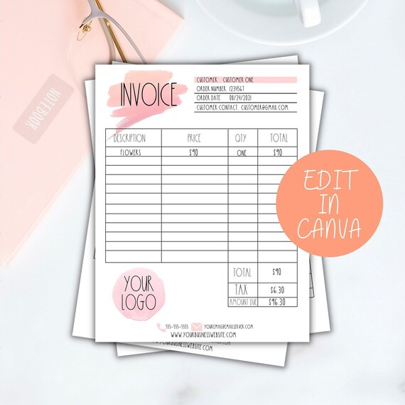 Invoice Template, Order Form, Printable Invoice, Invoice Download, Invoice Form, Editable Invoice, Order Form Template, Modern Invoice Form