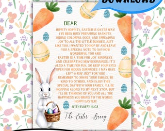 Easter Bunny Letter Printable, Easter Basket Accessory, Easter Basket for Kids Inserts, Letter from the Easter Bunny, Kids Easter Activity
