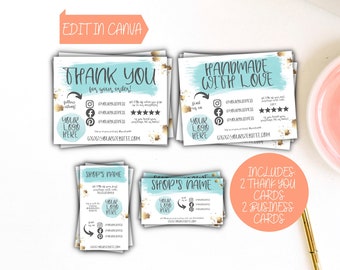 Thank You Card Template, Business Card, Thank You Insert, Canva Thank You, Modern Thank You, Editable Thank You, Small Business Card