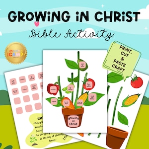 Growing in Christ, Bible Lessons for Kids, VBS Activity, Genesis, Christian Preschool Craft, Printable for Kids, Summer Crafts