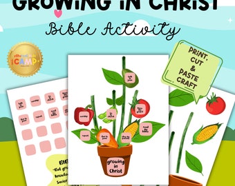 Growing in Christ, Bible Lessons for Kids, VBS Activity, Genesis, Christian Preschool Craft, Printable for Kids, Summer Crafts