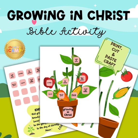Growing in Christ, Bible Lessons for Kids, VBS Activity, Genesis, Christian Preschool Craft, Printable for Kids, Summer Crafts