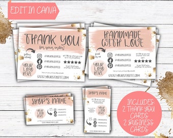 Thank You Card Template, Business Card, Thank You Insert, Canva Thank You, Modern Thank You, Editable Thank You, Small Business Card
