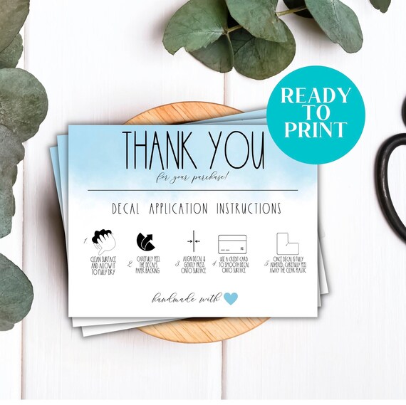 Decal Application Instructions Printable Decal Instructions Etsy