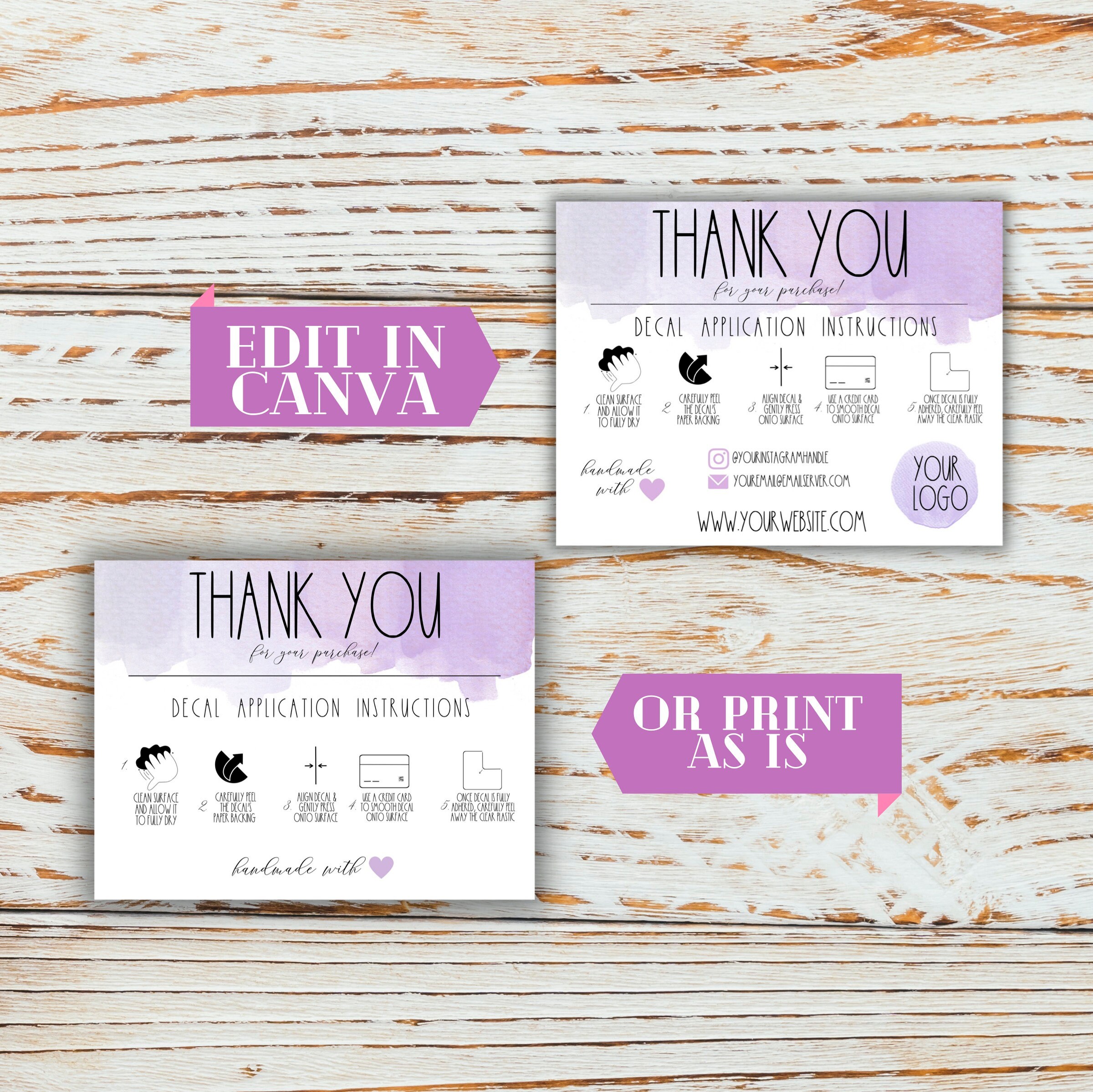 Decal Application Instructions Printable Decal Instructions - Etsy