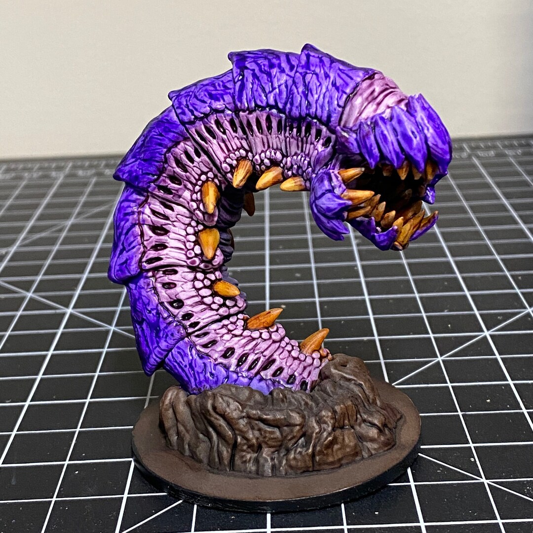 Painted Miniature Purple Worm for Dnd - Etsy