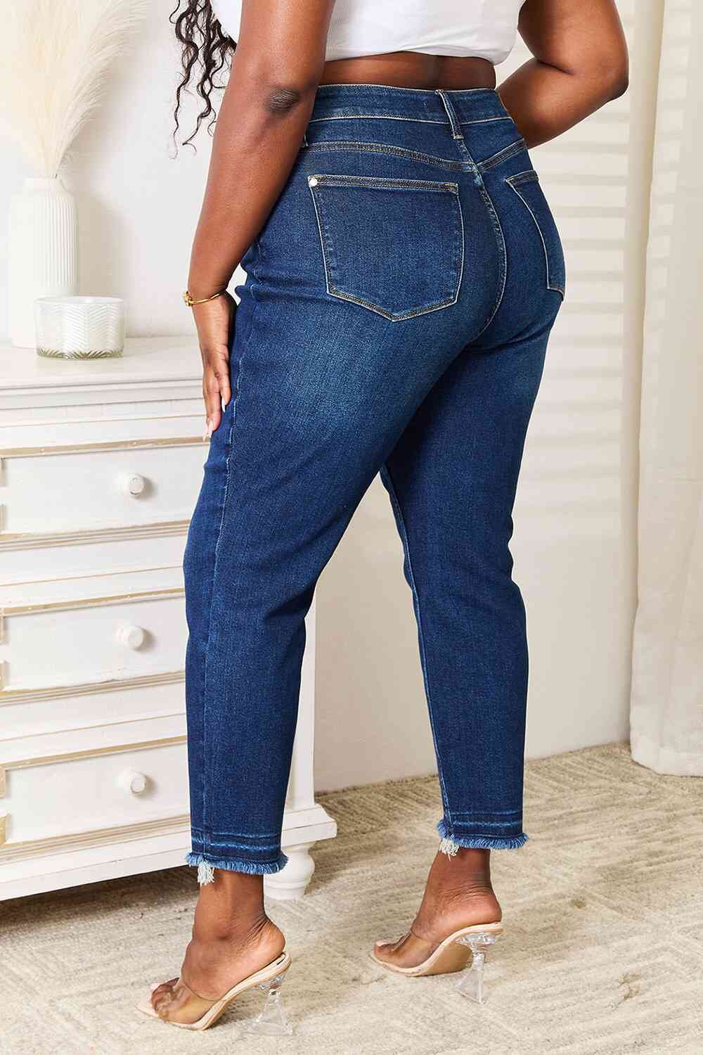 Judy Blue Full Size High Waist Raw Hem Denim Shorts