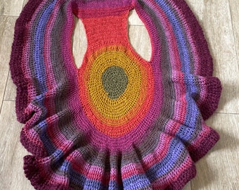 Boho Crochet Mandala Circle Vest