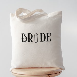 Bolsa de mano de lona de cristal de novia, regalo de novia de boda celestial, boda gótica, tarot de la fortuna, despedida de soltera de despedida de soltera cósmica bruja