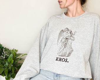Cupido o Eros & Psyche, Sudadera Dark Academia, Ropa Academia Ligera, Camisa Fine Line Art, Ropa Indie, Estética Romántica, Bookish