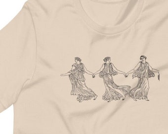 3 Muses, Dark Academia clothing, Light Academia Clothing, Greek Statue, Renaissance Shirt, Fine Line Art Shirt, Indie Clothes, Aesthetic