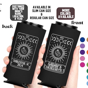 Personalisierte oder kundenspezifische Lage Brauts Coven Dose Cooler Hexe Braut Tarot Karte Himmlische Witchy Bachelorette Party Himmlisches Hochzeitsgeschenk