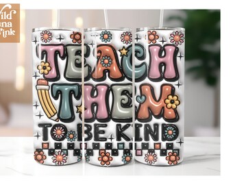 3D Inflated Teacher Trendy Tumbler Wrap, 3D Teacher Puffy Tumbler Design Skinny Sublimation, 3D Inflated Teacher Tumbler 20oz, School Gifts