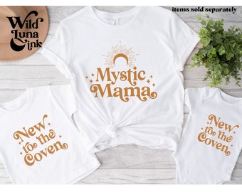 Coven Baby Bodysuit, Witchy Baby Clothes, Celestial Matching Sibling New Mom Mommy Mama Shirt, Mystic Witch Alternative Clothing, Wicca Gift