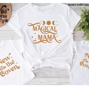 Coven Baby Bodysuit, Witchy Baby Clothes, Newborn Outfit, Matching New Mom Mommy Mama Shirt, Mystical Witch Alternative Clothing, Wicca Gift