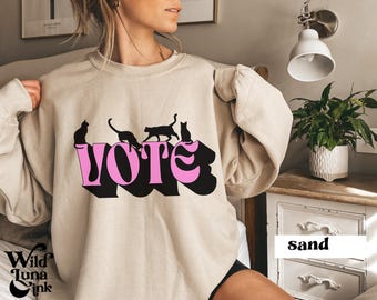 Camiseta con voto de Cat Lady Camiseta con voto de Cat Lady sin hijos con gatos por los derechos de las mujeres Sudadera con capucha con voto de Cat Regalo Camisetas políticas Bolsa