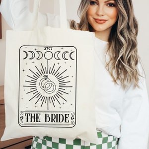 Regalo de novia celestial, la bolsa de asas de lona de la tarjeta del tarot de la novia, boda, novia mística de adivinos, novia bruja, favores de fiesta de despedida de soltera