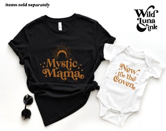 Coven Baby Bodysuit, Witchy Baby Clothes, Celestial Matching Sibling New Mom Mommy Mama Shirt, Mystic Witch Alternative Clothing, Wicca Gift