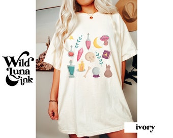 Halloween Witchy Doodles Mystical Comfort Colors © Shirt, Celestial Witch Vintage Halloween, Fall Apparel Witchy Clothes, Fall Autumn TShirt