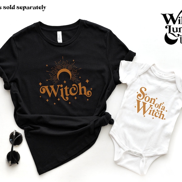 Matching New Mom Witch Shirt,Son of a Witch,Celestial Coven Baby Bodysuit, Boy Girl Witchy Baby Clothes, Magical Clothing, Sweatshirt Hoodie