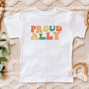 Proud Ally Toddler & Kids 2T 3T 4T 5T Shirt, Pride Hippie Retro T-Shirt, LGBTQ Pride Month Parade, Equality Gift, Queer Lesbian Gay Rights