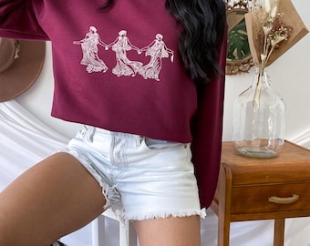 3 Muses, Dark Academia Sweatshirt, Light Academia Clothing, Greek Statue, Renaissance Shirt, Fine Line Art Shirt, Indie Clothes, Aesthetic