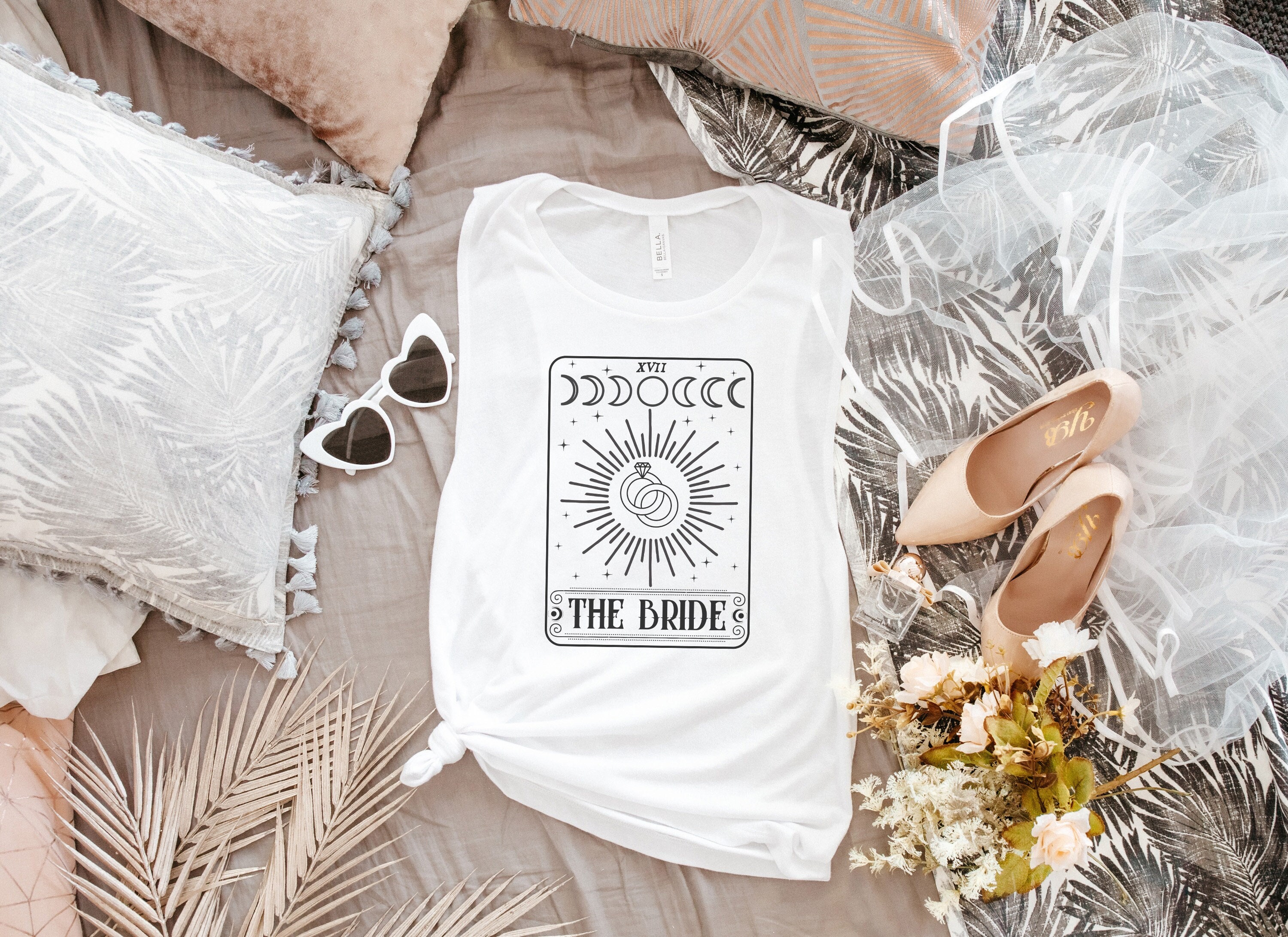 The Bride Tarot Card Tank Top, Mystic Bride Shirt, Fortune Teller Bride, Celestial Wedding Tee, Witchy Moon Phases, Bachelorette Party Tee