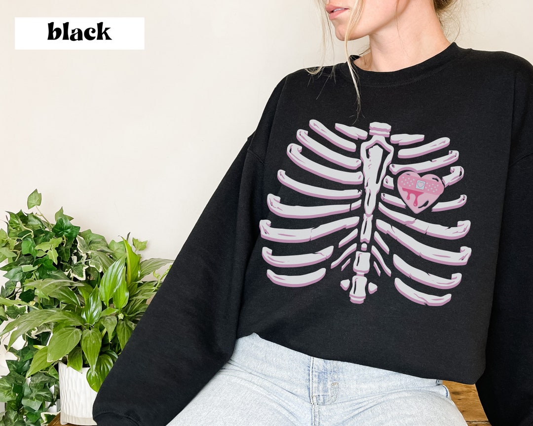 Bleeding Heart Rib Cage Pastel Goth Sweatshirt