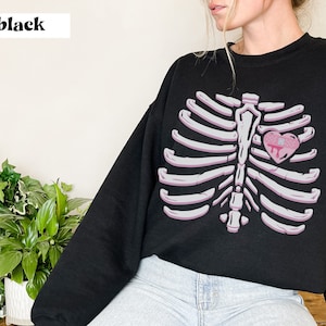 Bleeding Heart Rib Cage Pastel Goth Kawaii Sweatshirt | Yami Kawaii | Menhera Kei Fashion | Alt clothing | soft girl | Pastel Goth Sweater