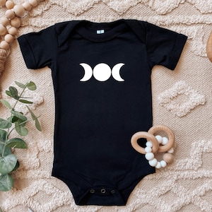 Triple Moon Phases Newborn Infant Toddler Bodysuit, Retro Celestial Witchy Baby Clothes, Witch Baby Shower, New Mom Gift, Wicca, Crystal