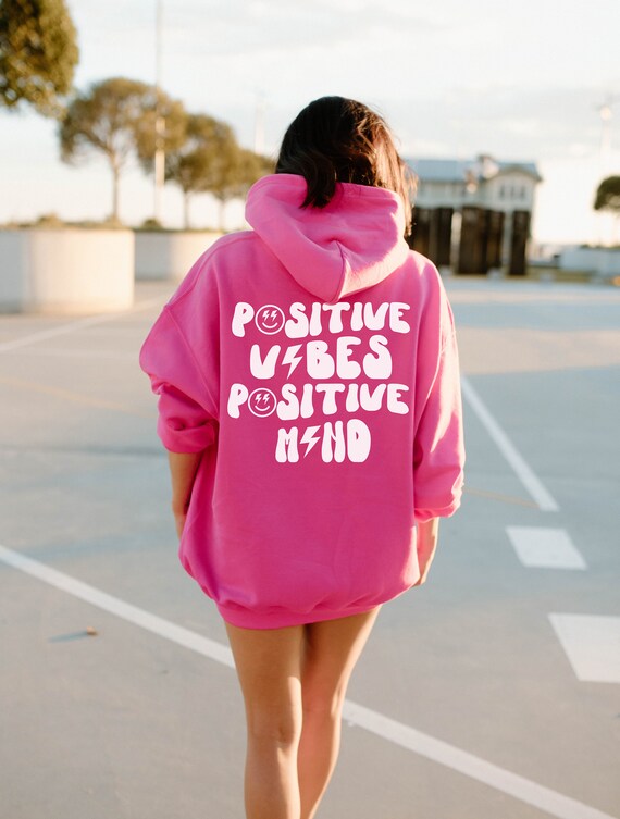 Positive Vibes Quote Beach Summer Hoodie Retro Pullover Etsy