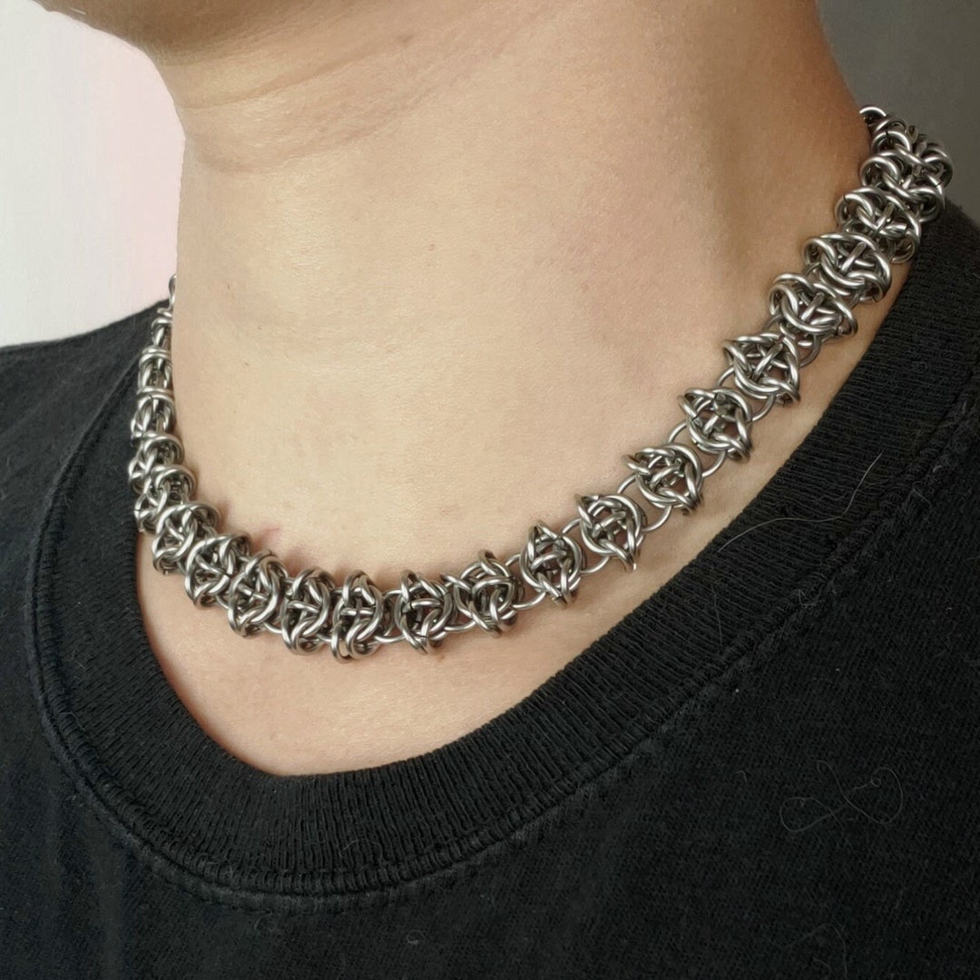 Chainmail Stainless Steel Celtic Visions Chain Choker Necklace Etsy