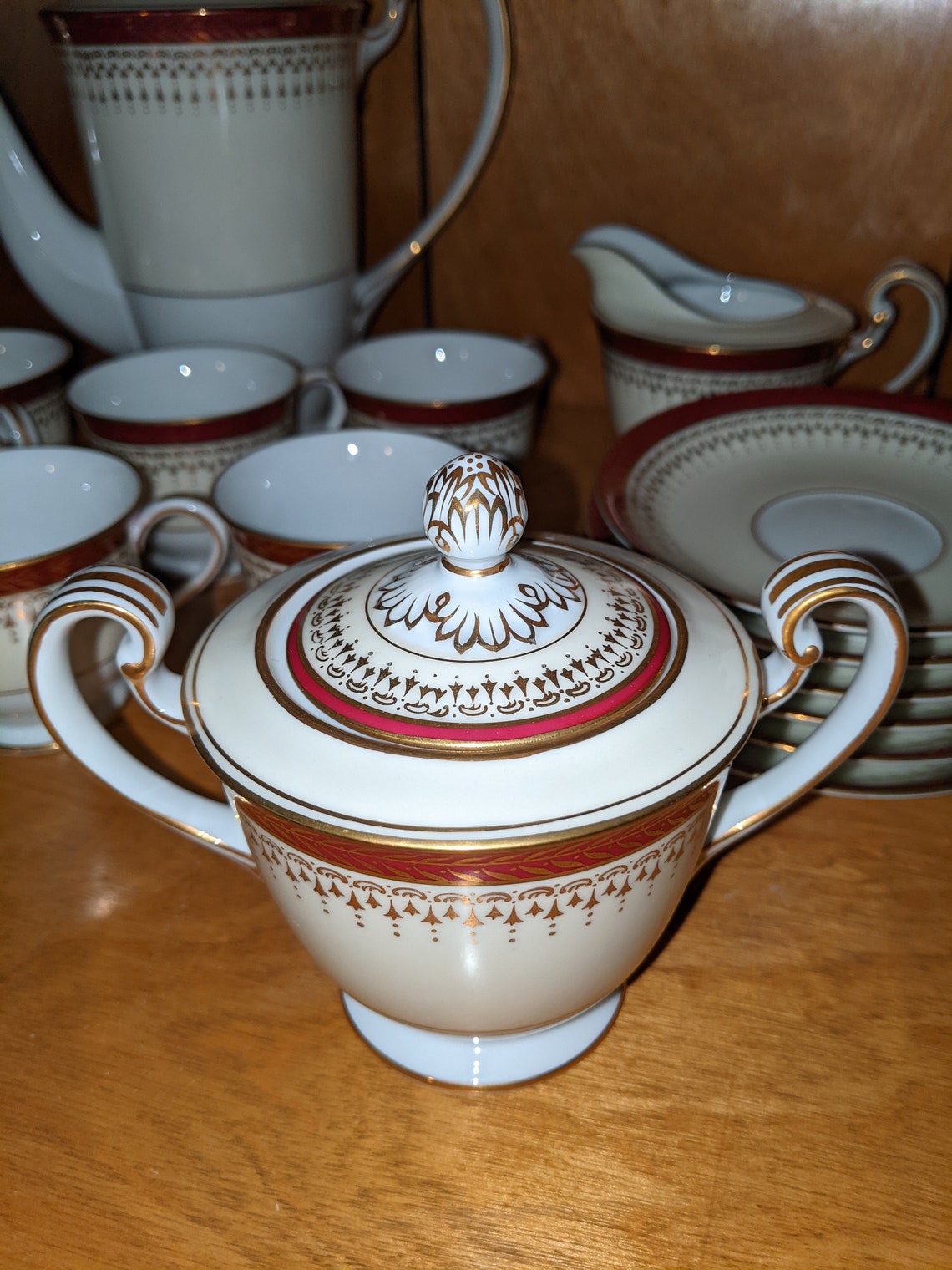 1940 15piece Noritake Rubigold China Tea Set Etsy