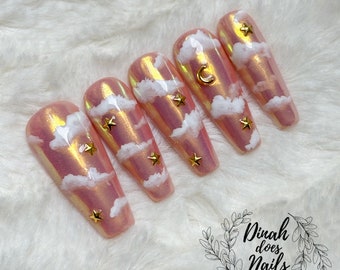 Cloudy Dreams Press on Nails - Nägel zum aufkleben mit wolken Design